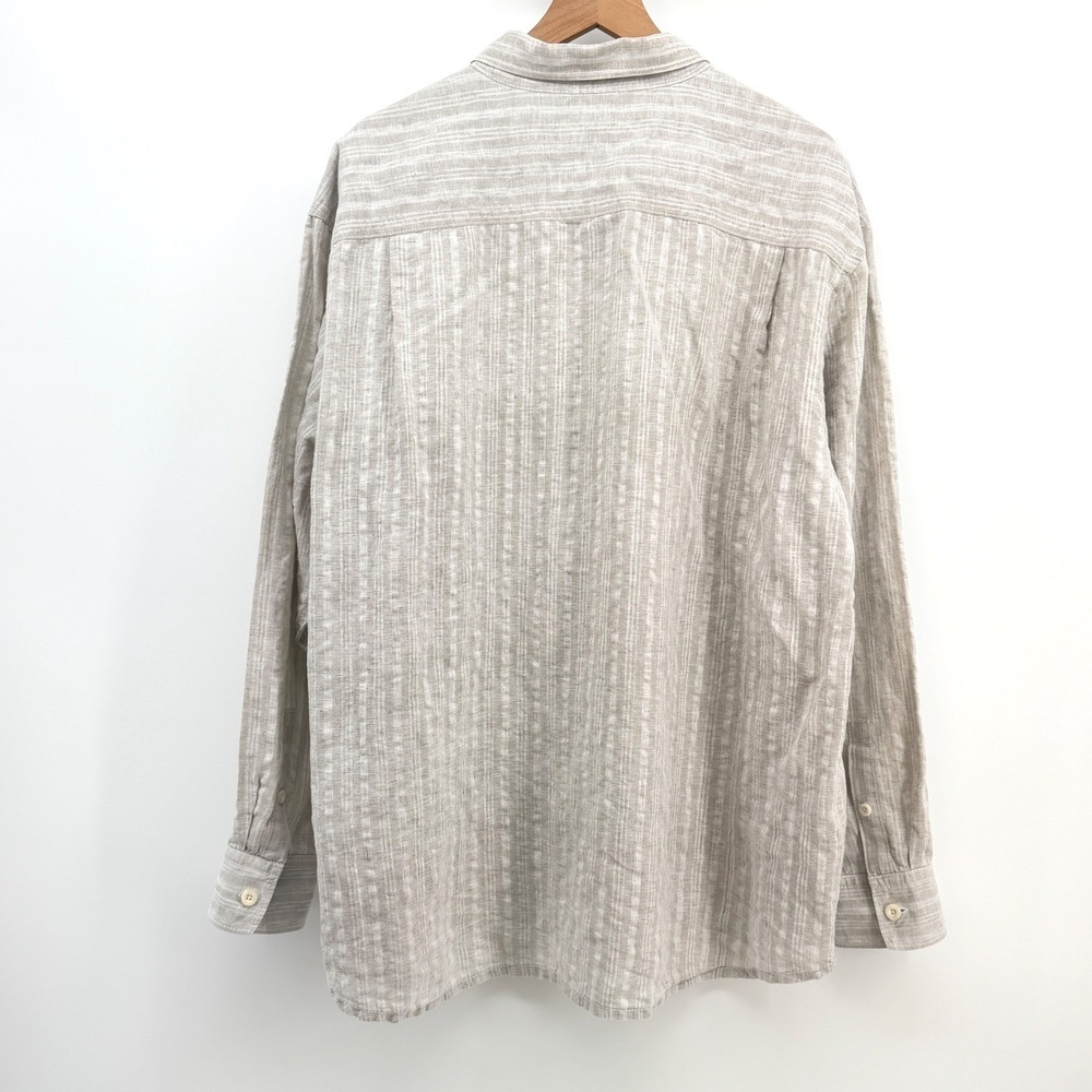 Tommy Bahama Relax Shirt Men 3XL Beige Linen Cotton Striped Long Sleeve Casual - Picture 3 of 9